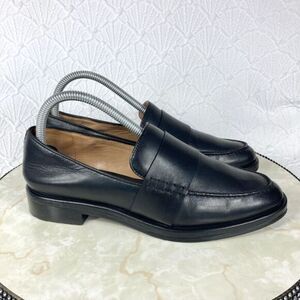 COS Almond Toe Dressy Low Heel Comfort Shoes Black Leather Casual Loafers